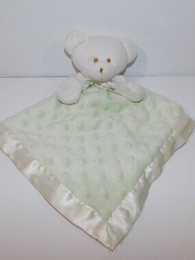 Blankets & Beyond Green White Teddy Bear Security Blanket Dots Baby lovey Nunu